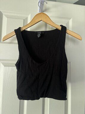 Forever 21 Ribbed Tank Top Black Sleeveless Stretch Basic Layering Top